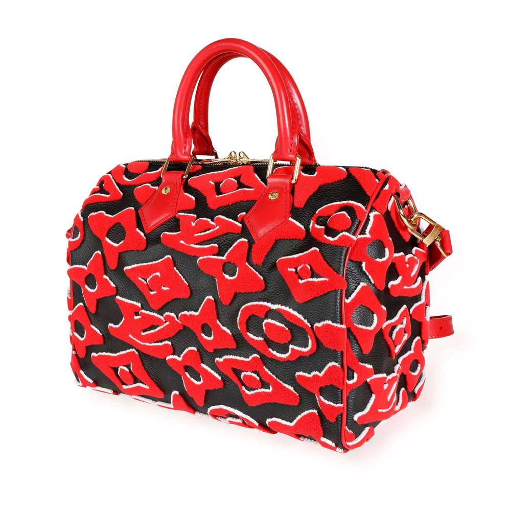 Louis Vuitton x Urs Fischer Limited Black & Red Tufted Monogram Canvas Speedy 25 - Picture 2 of 7